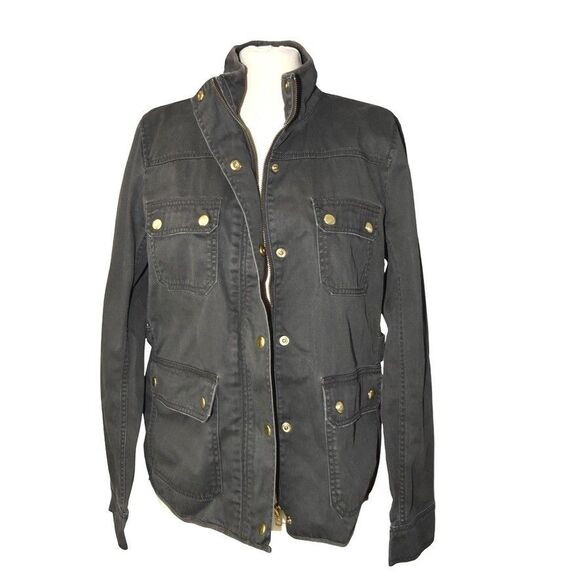 J Crew Women's PS Cotton Relaxed Boyfriend Field Button Down Zipper Jacket Black - Picture 1 of 9